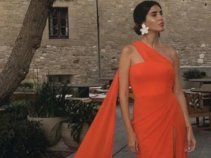 Asymmetrical Orange Gown