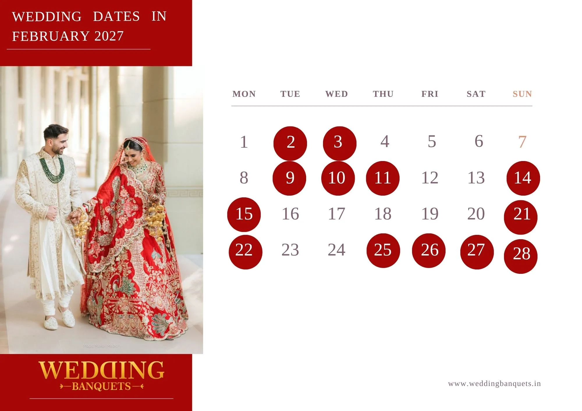 wedding dates in february 2027