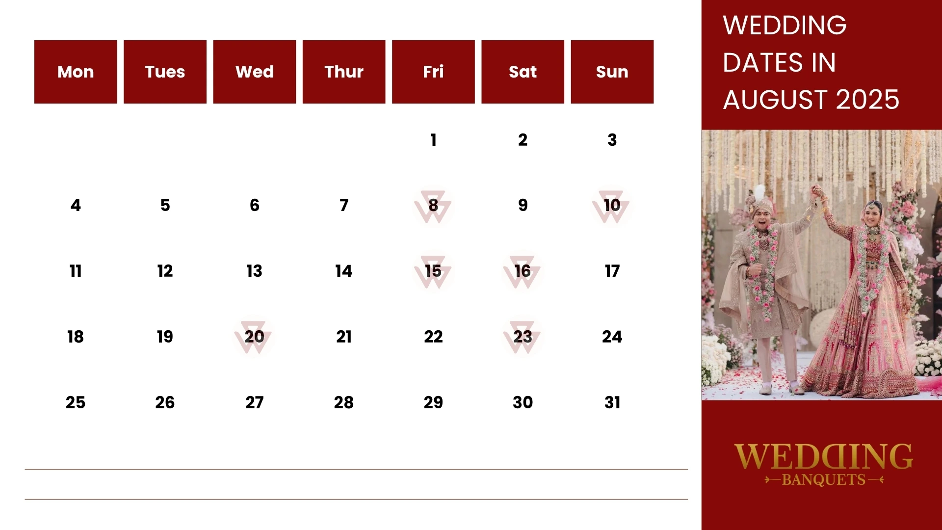 Marriage Dates of August