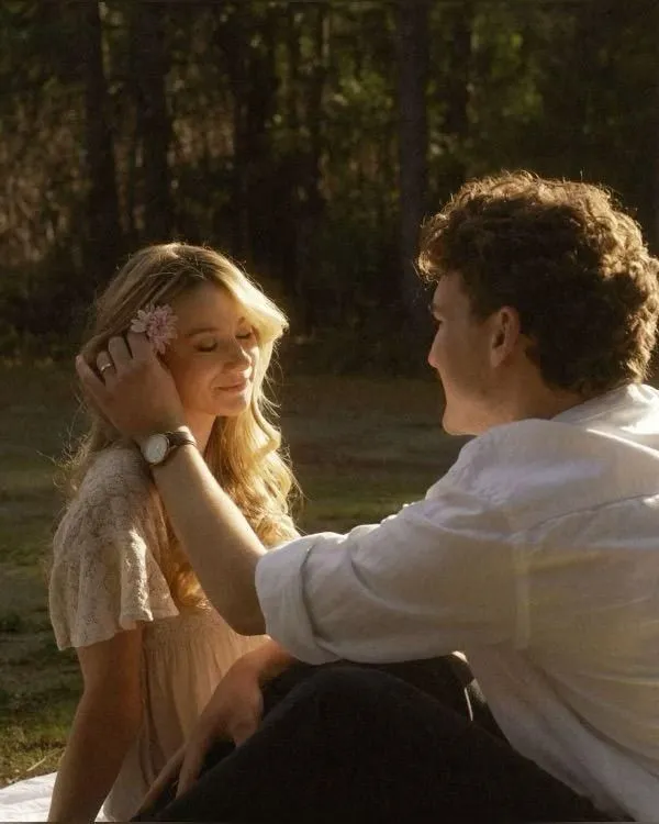 Romantic couple in forest