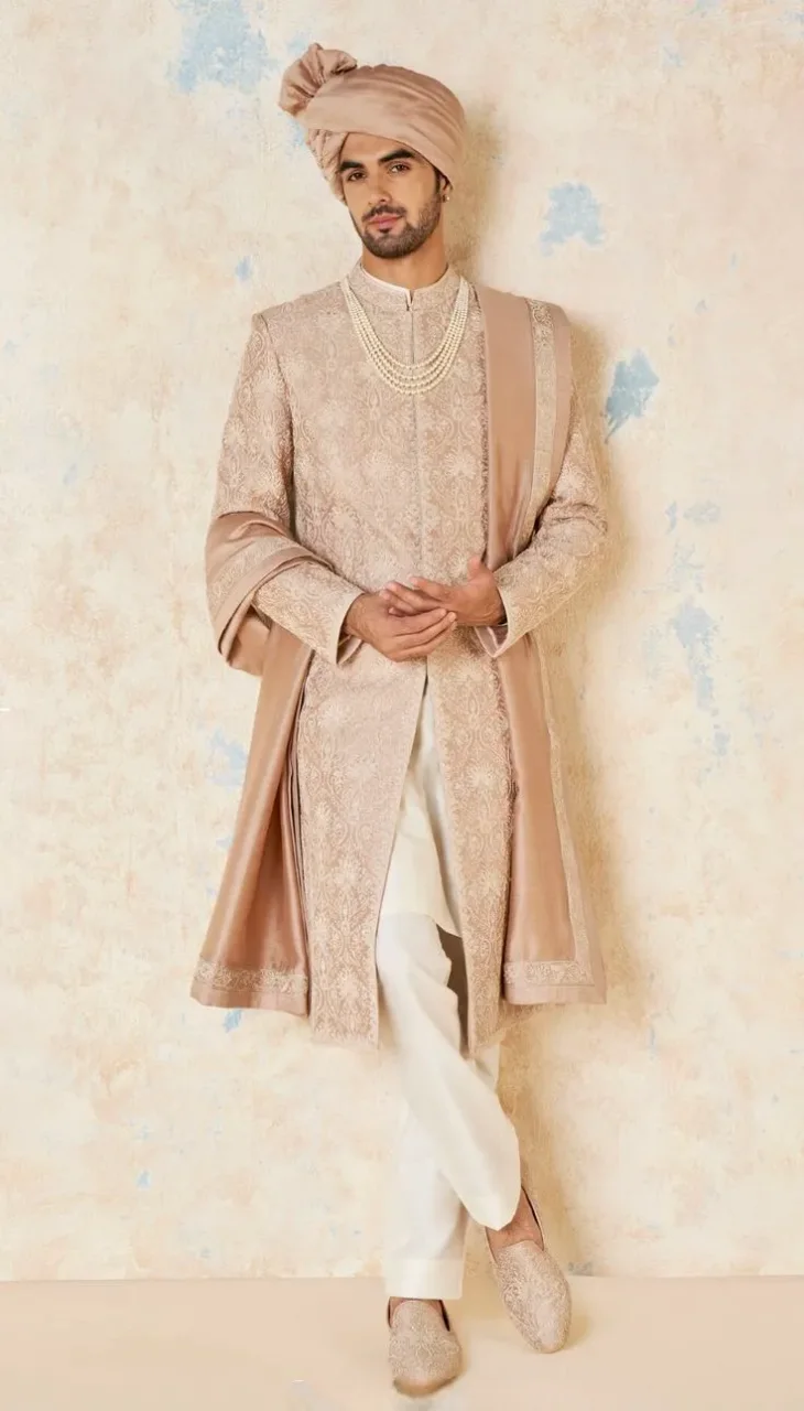 Pink Color Sherwani for groom