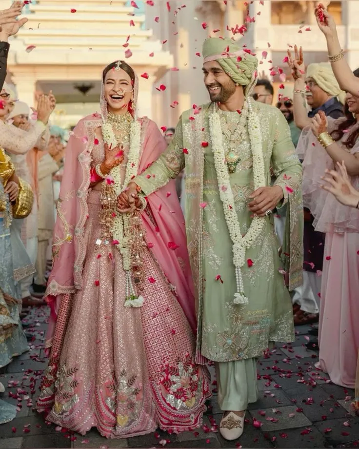 Kriti Kharbanda pink bridal lehenga