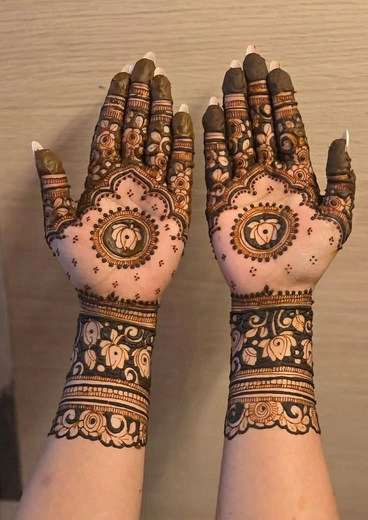 floral full hand mehandi design for wedding