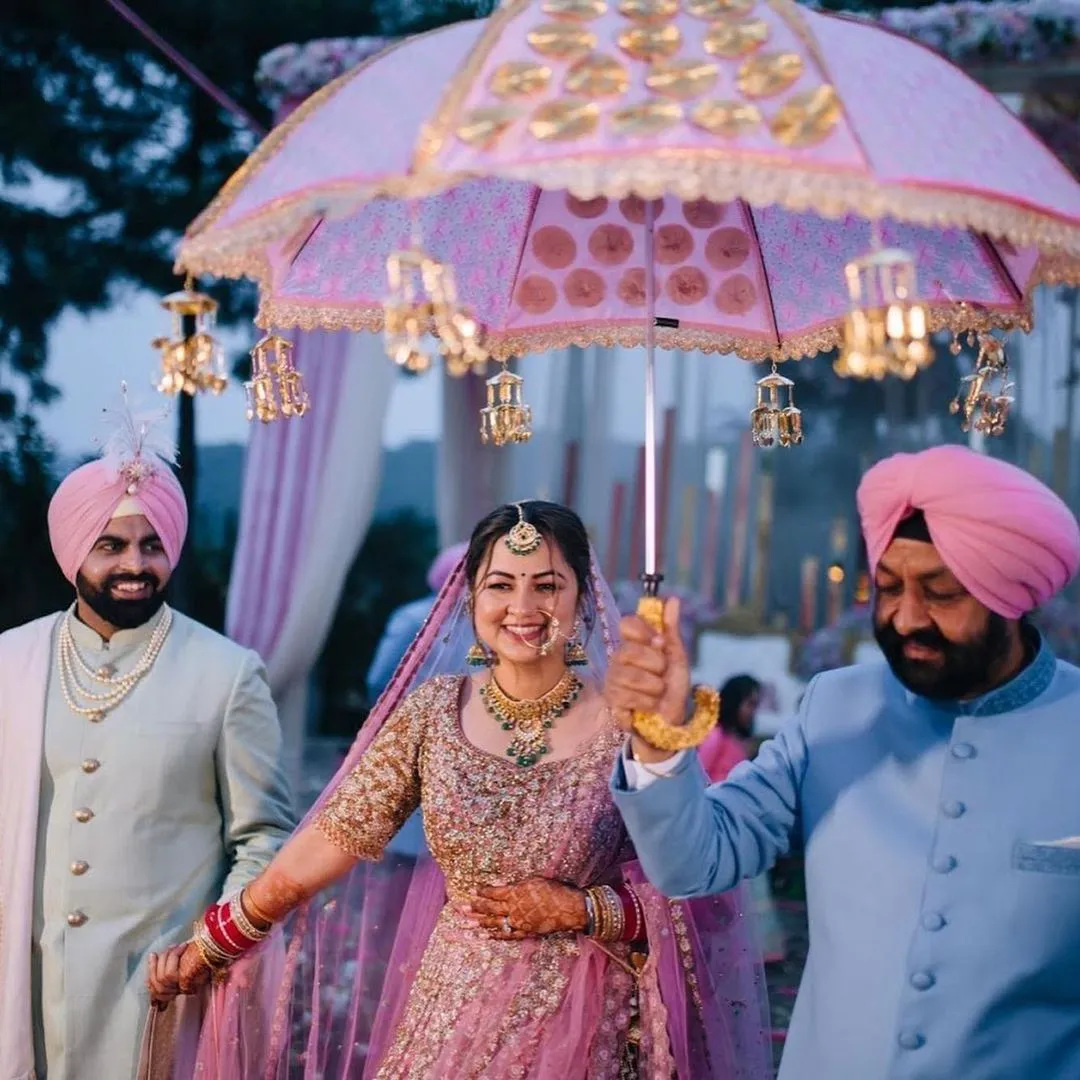 Umbrella bride entry