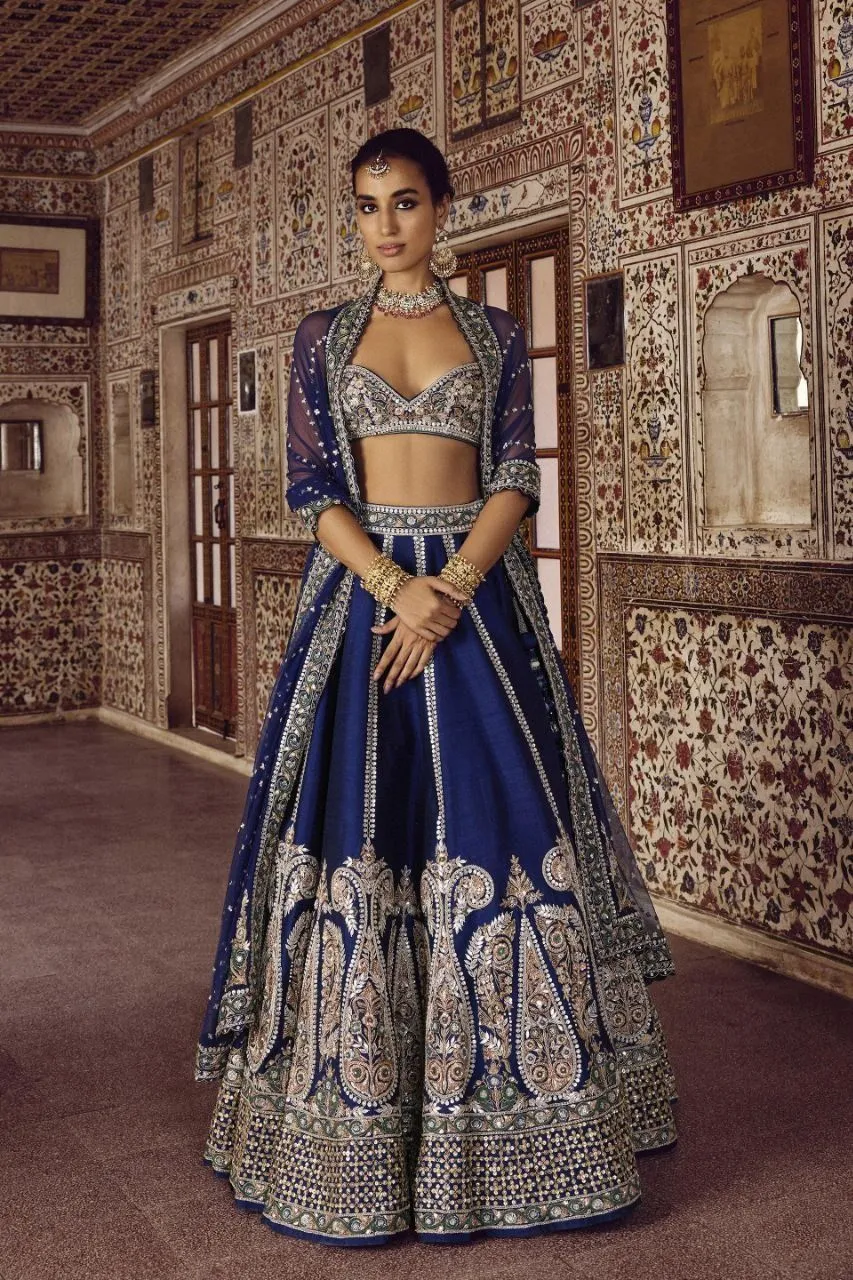Blue bridal lehenga design