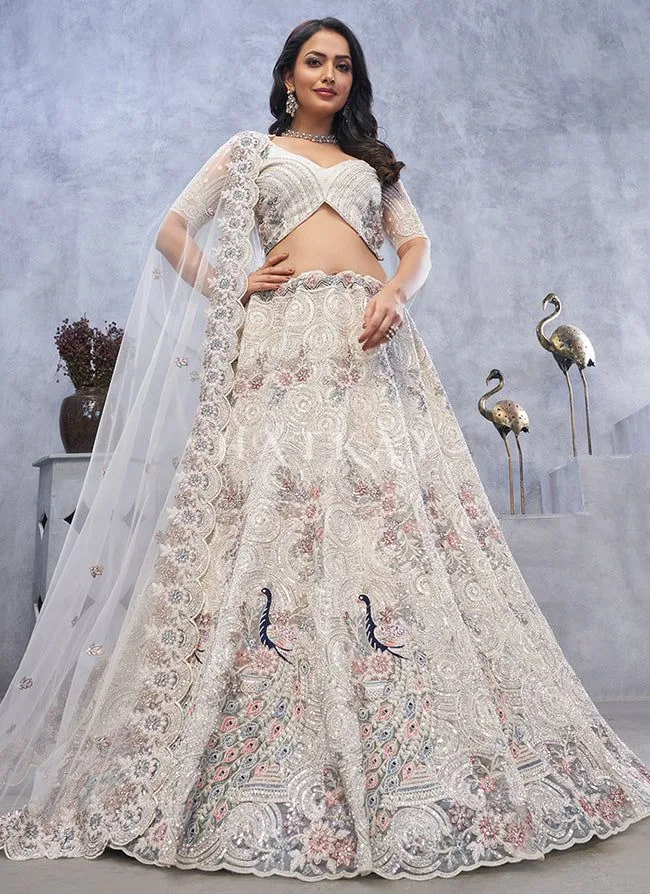 Peacock motif bridal lehenga