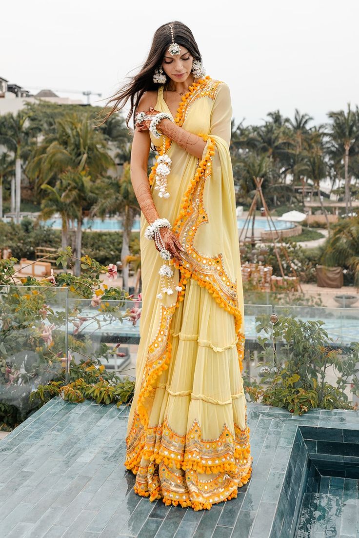 Haldi look for bride in saree