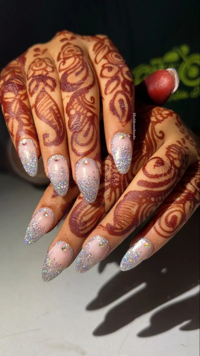 Gradient colour nail art designs