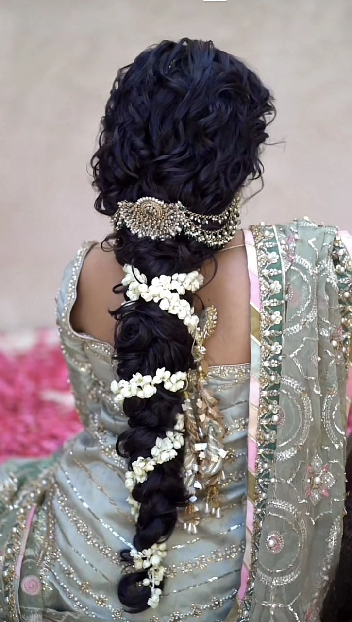silver hair pins with loose bridal hairstyle