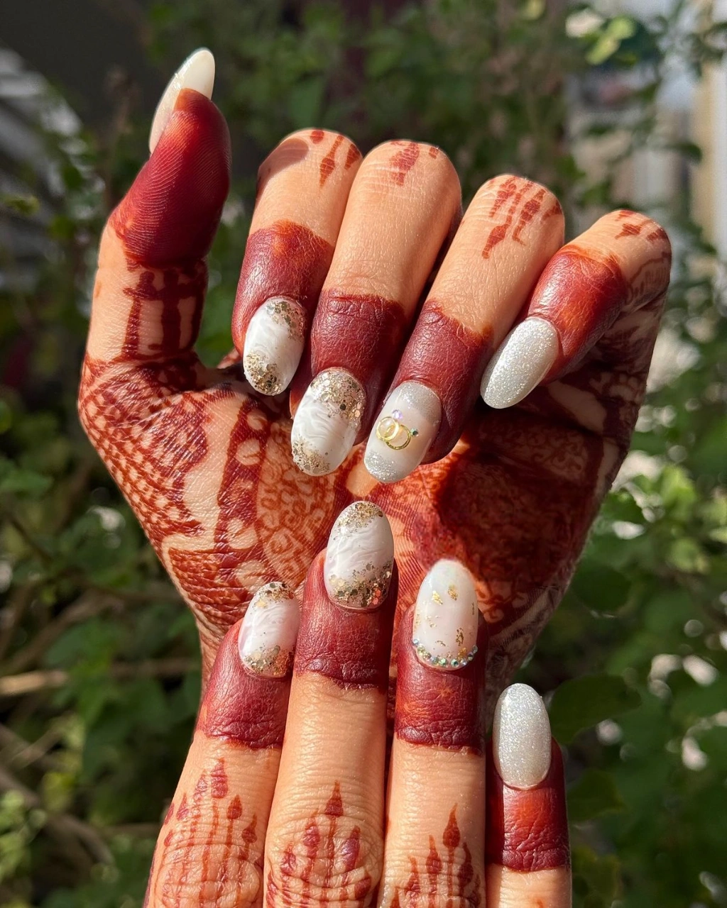 white nail art color design
