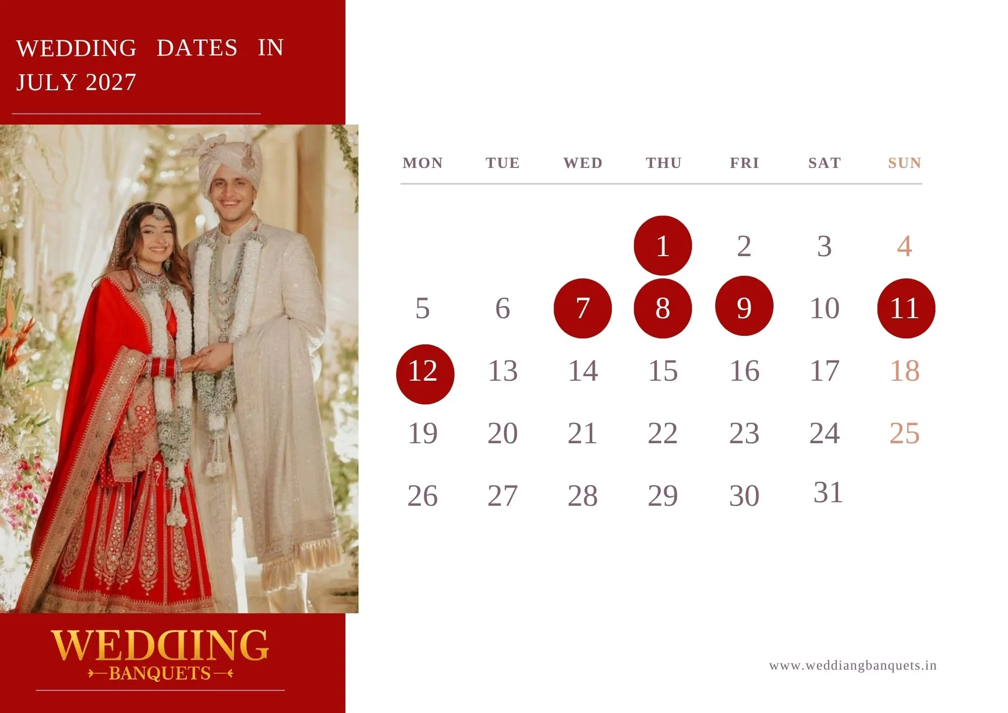 Marriage dates in July 2027