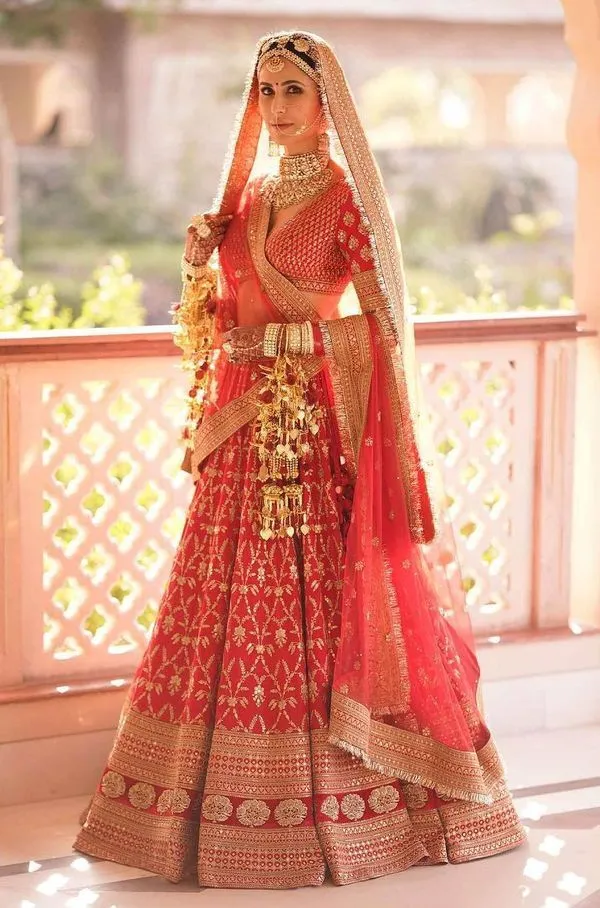 Katrina Kaif red bridal lehenga