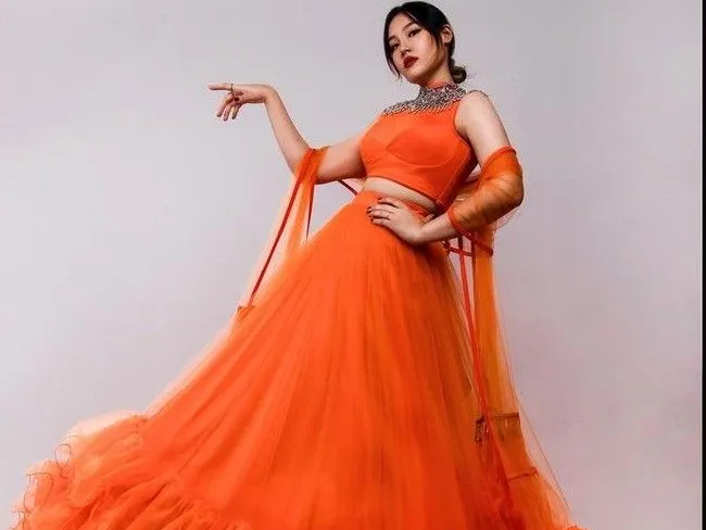 Orange A-Line Gown