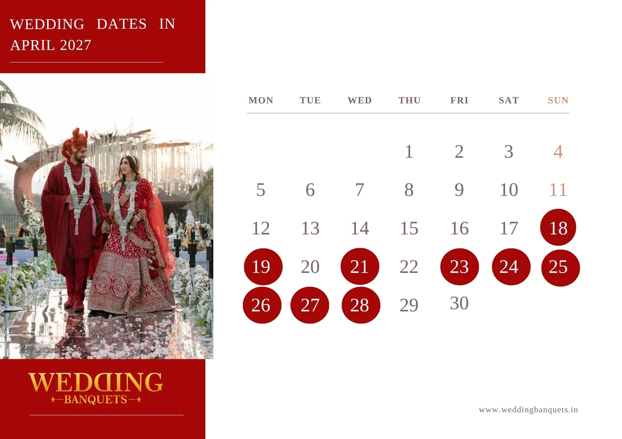 Hindu Wedding Dates in april 2027