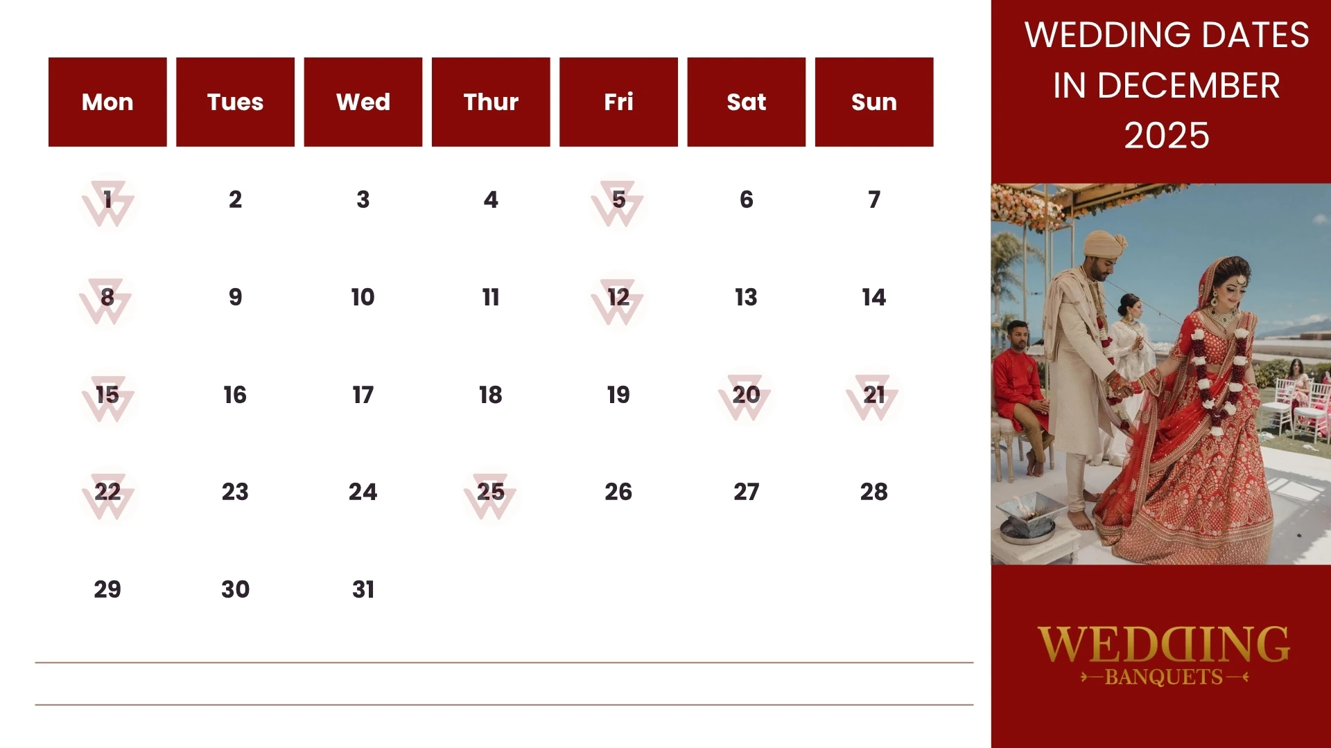 Marriage Dates in December 2025