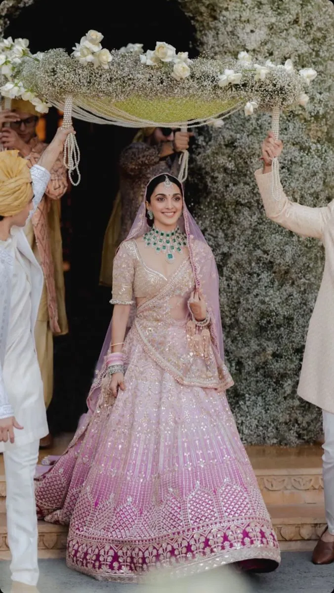 Kiara Advani pastel bridal lehenga