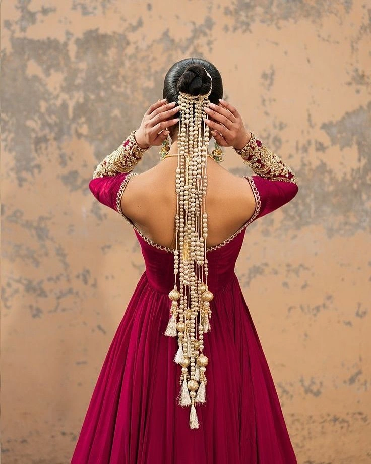 pure silver hair accessories on bridal bun hairstyle