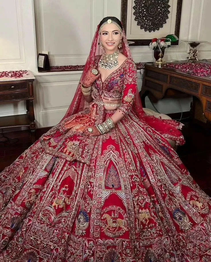 Heavy handcrafted bridal lehenga