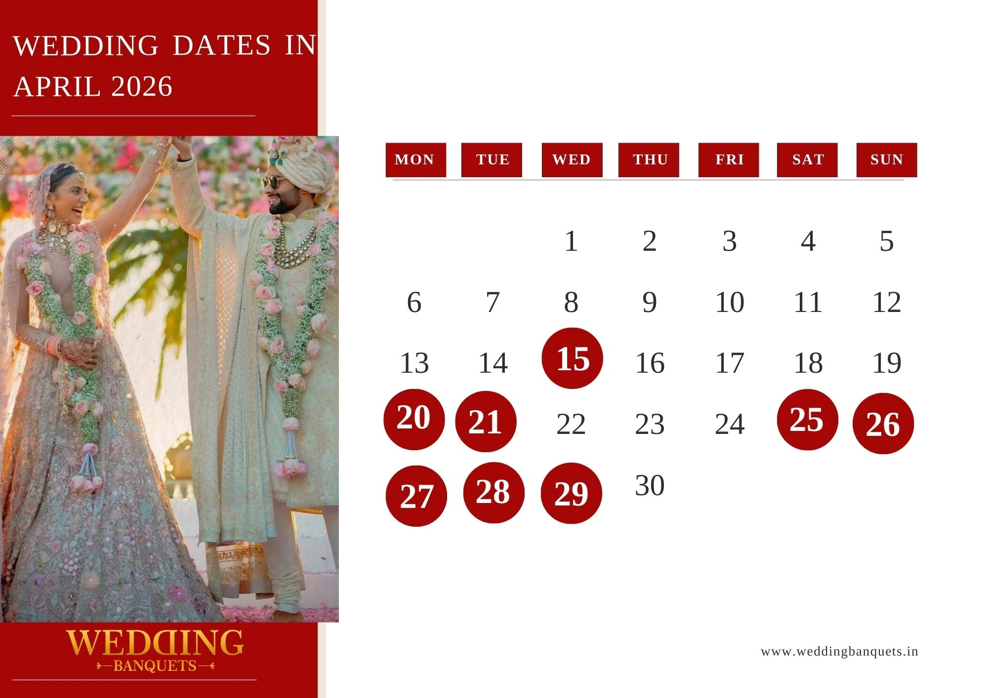 wedding  Dates in April 2026