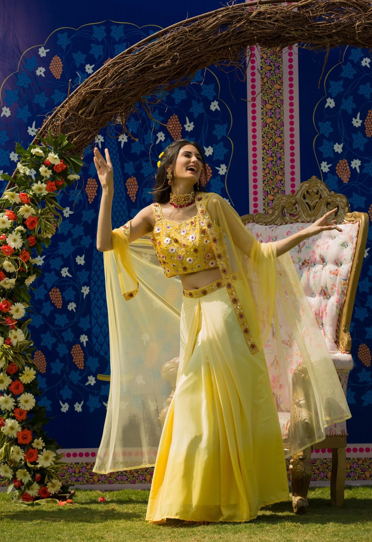 Contemporary Lehenga with Tulle Choli