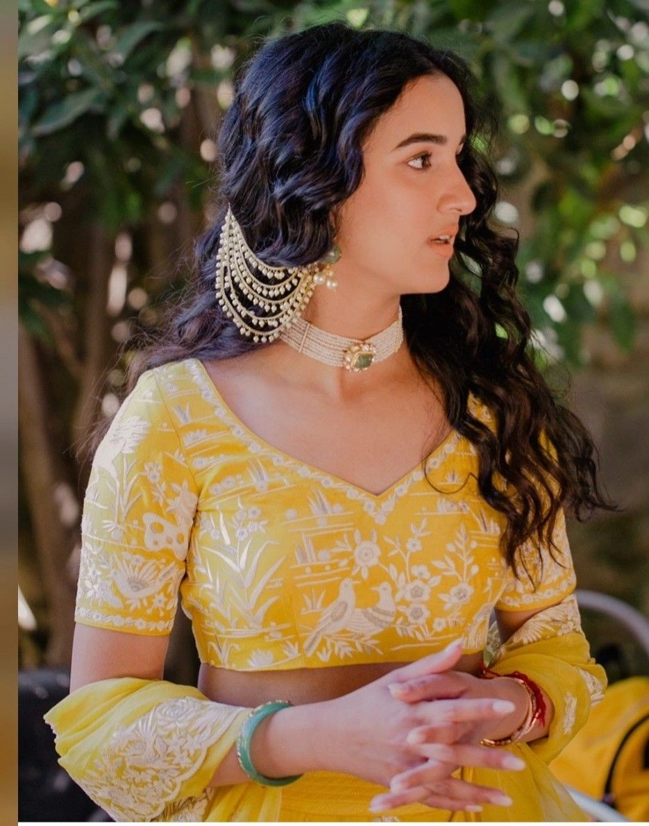 wedding hair vine styled on long bridal braid