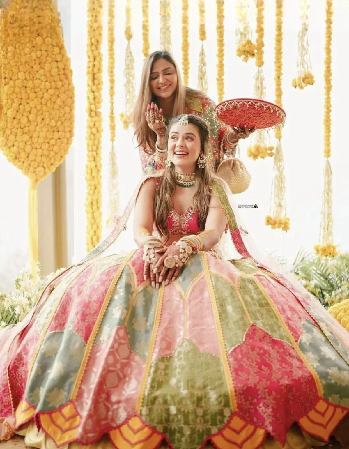 Multicolour Lehenga Haldi Bridal Look