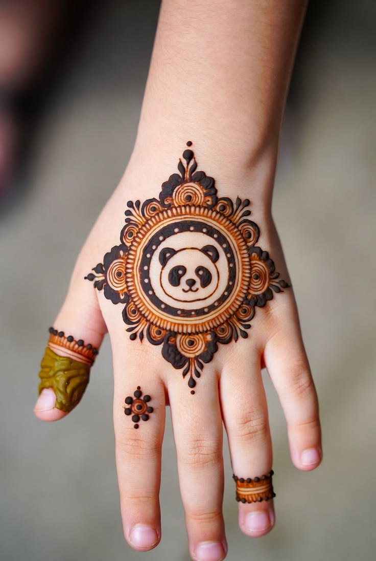 Panda Character Mehendi Designs