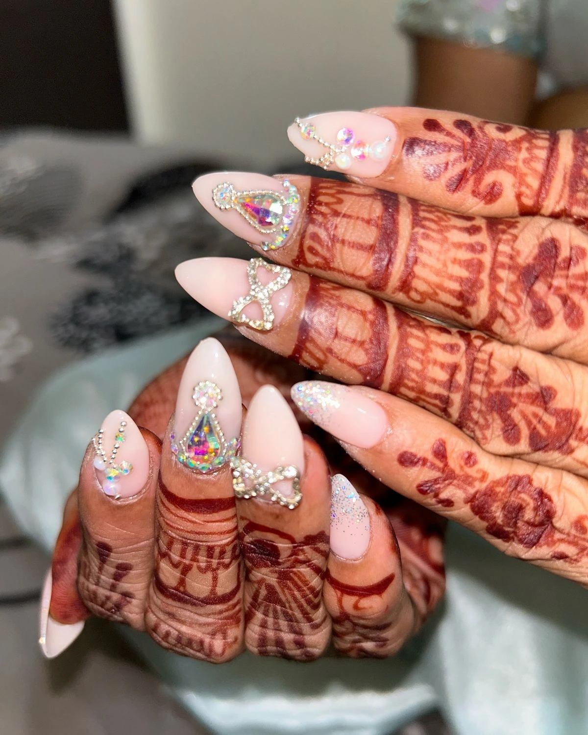 Crystal Bridal Nail Art Design