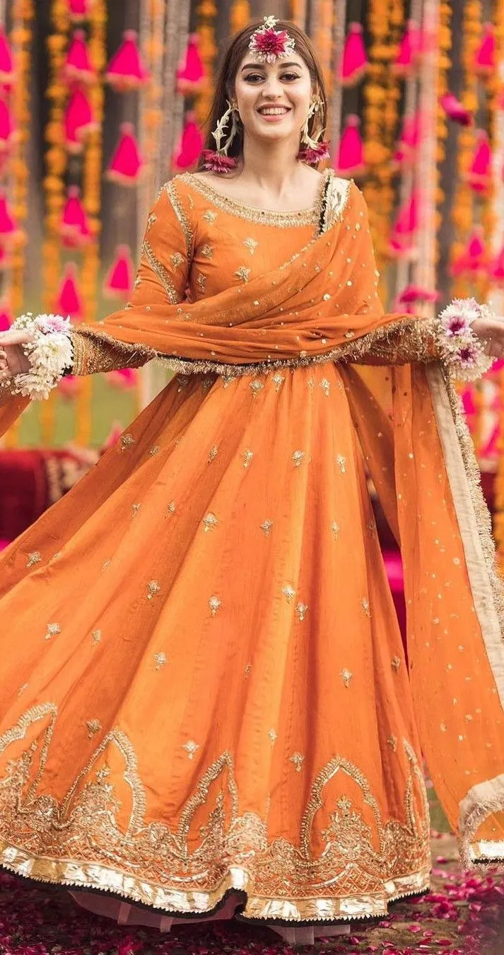 modern haldi bridal dress