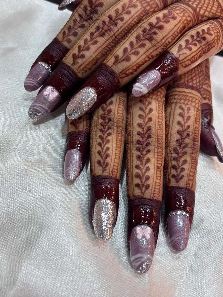 wine bridal nail art pics