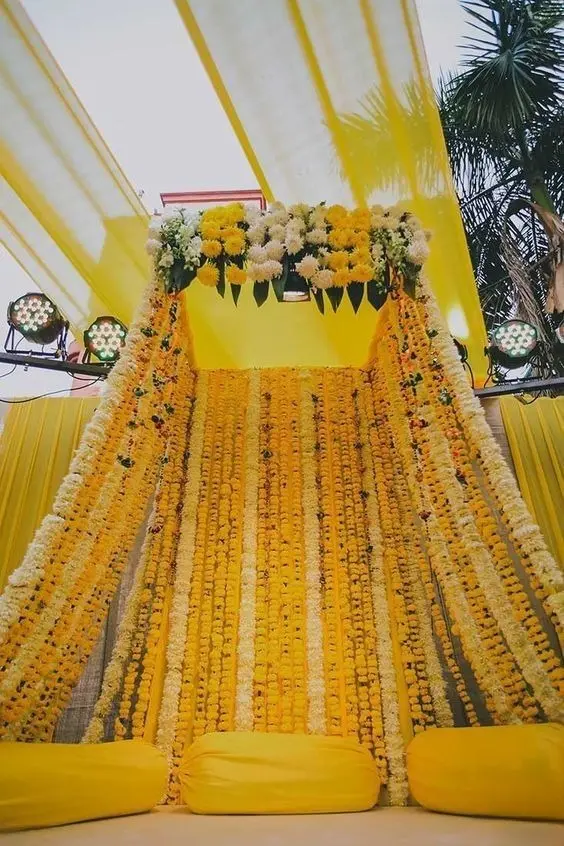 marigold flower haldi decoration ideas