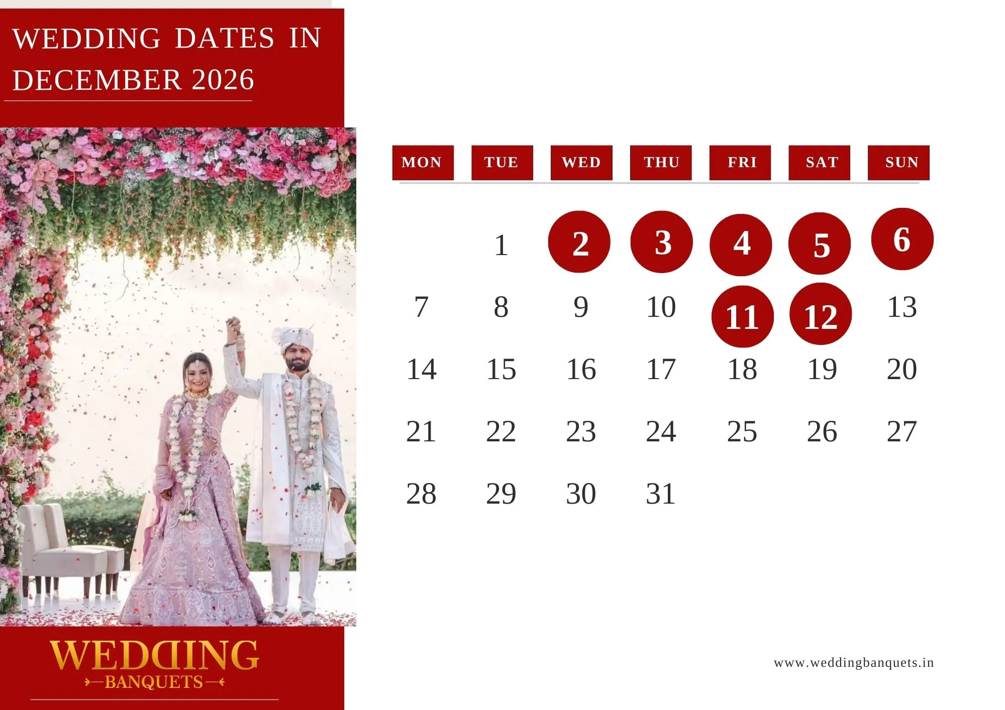 december 2026 wedding dates