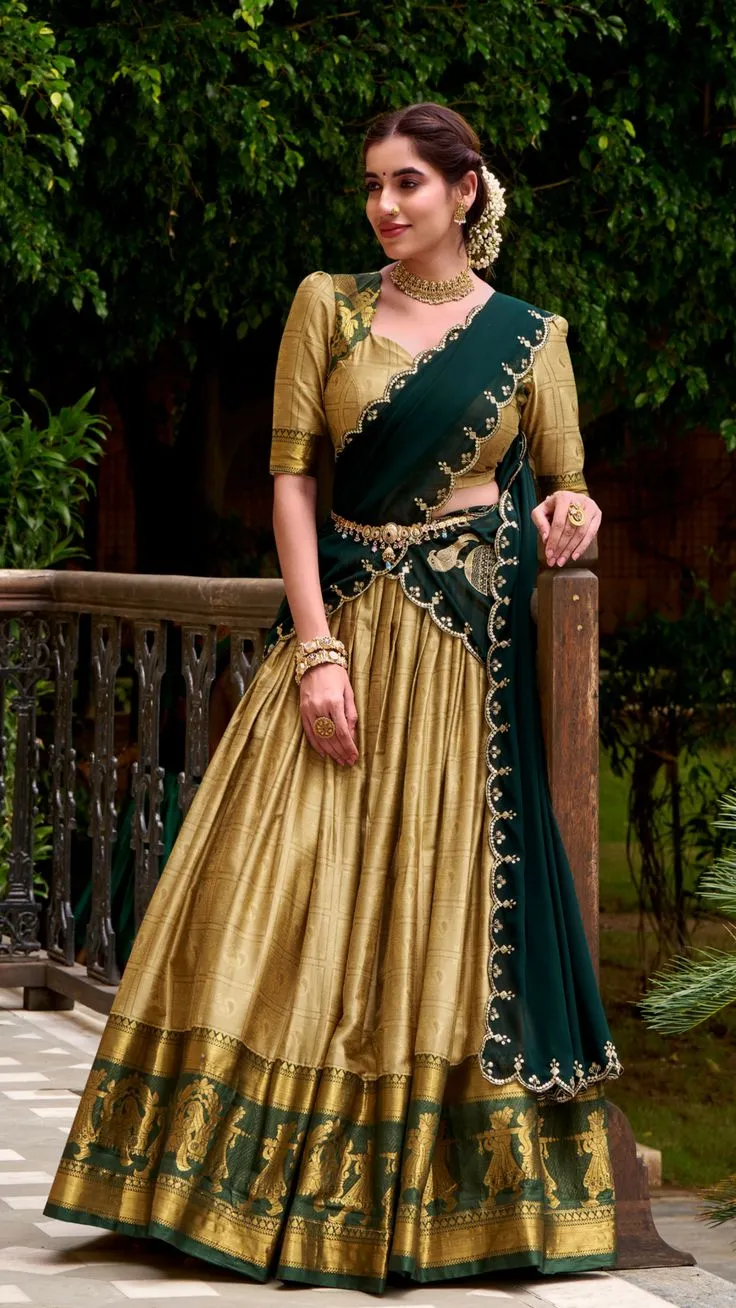 Kanchipuram silk bridal lehenga