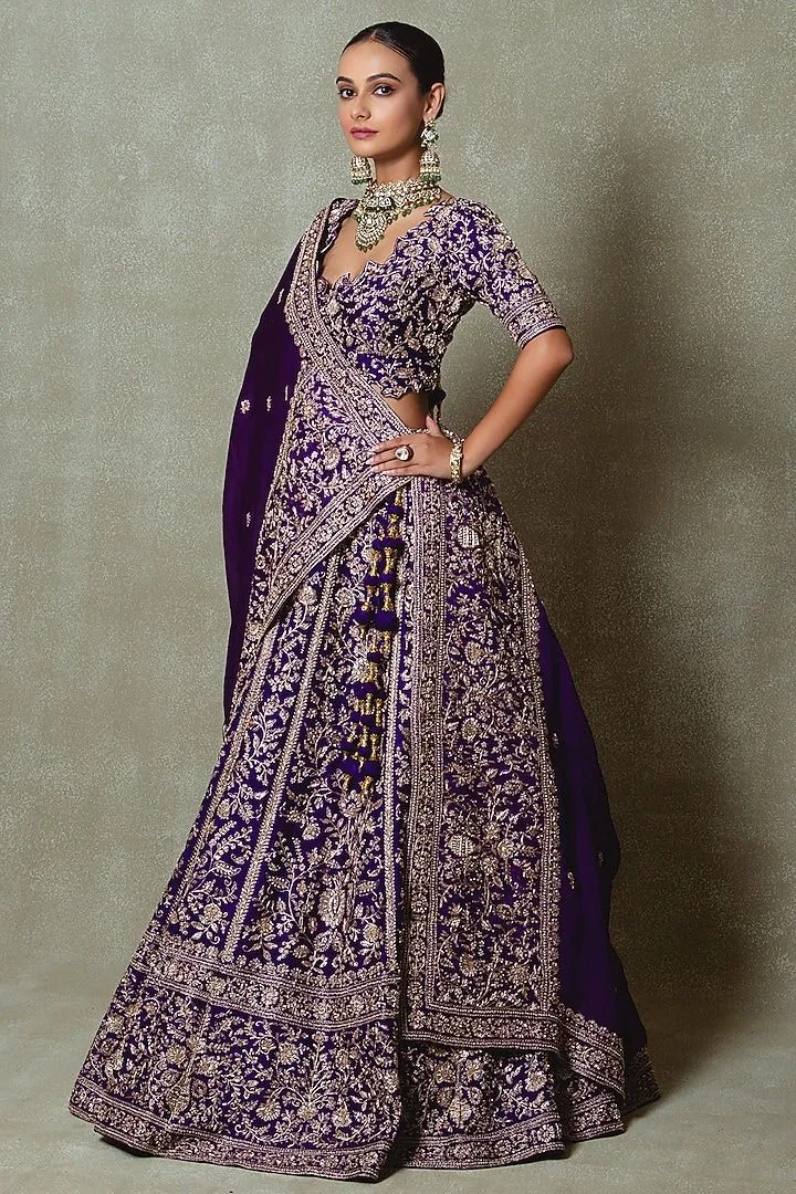Purple colour bridal lehanga