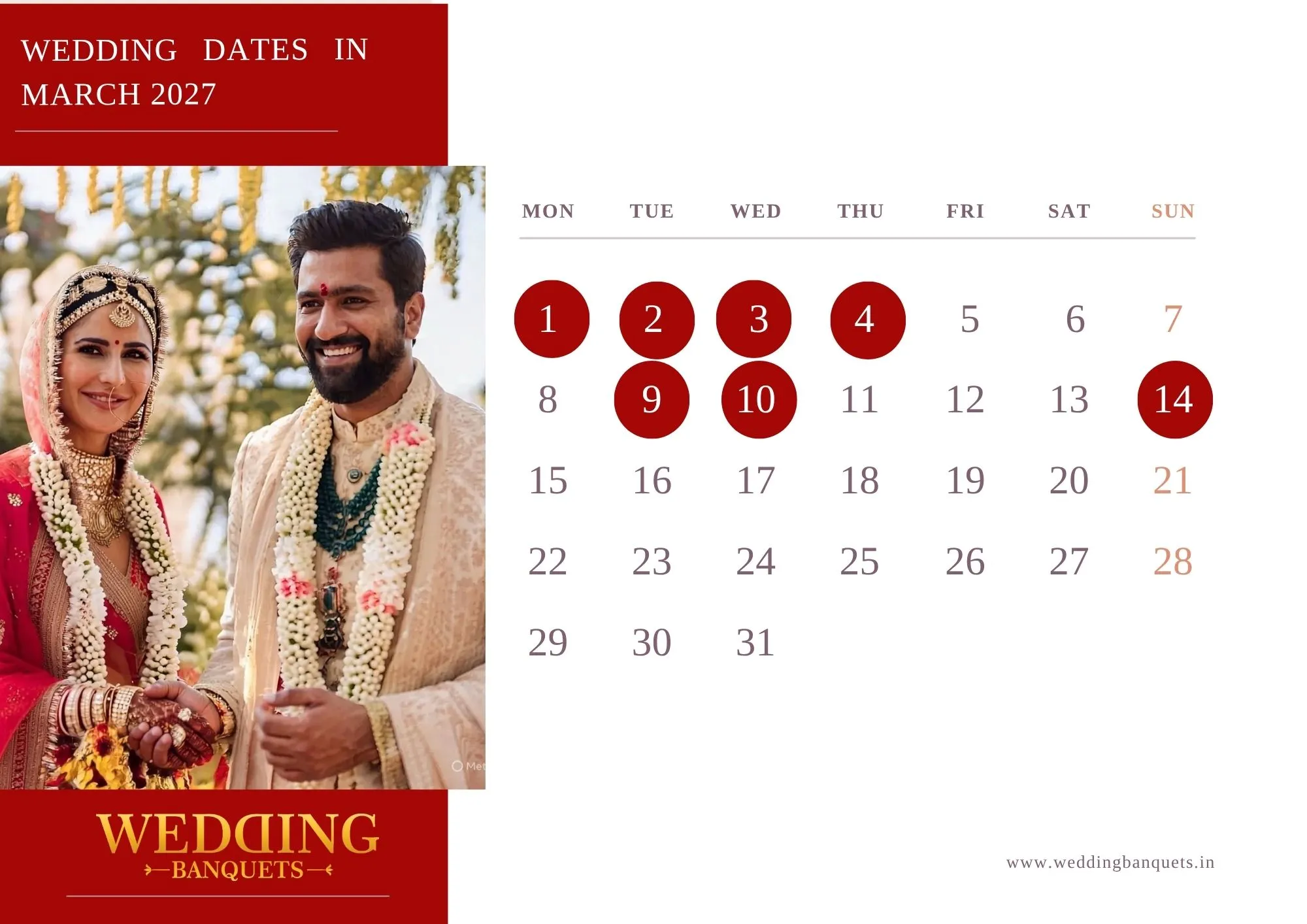 Wedding Dates in March 2027