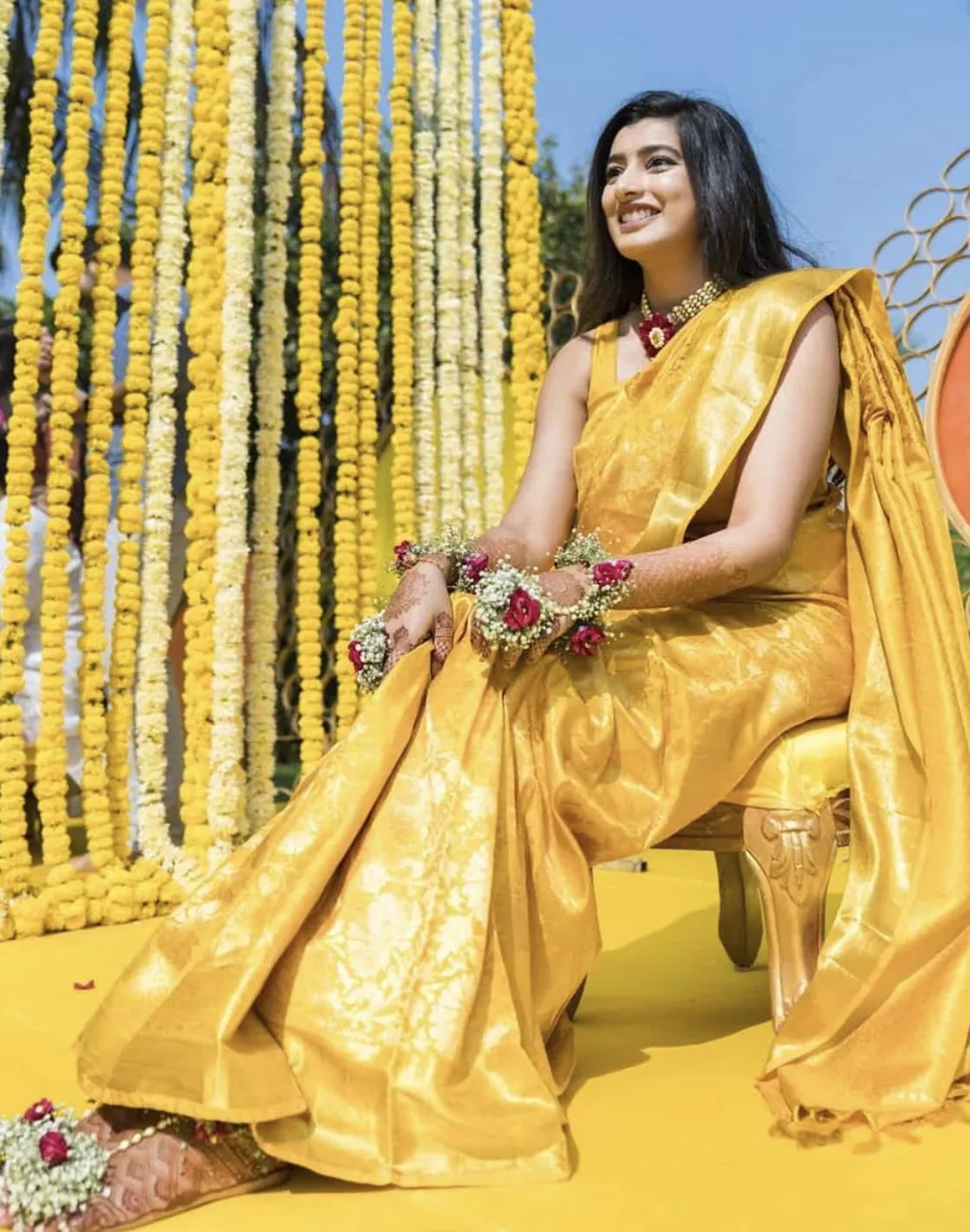 bridal haldi saree look
