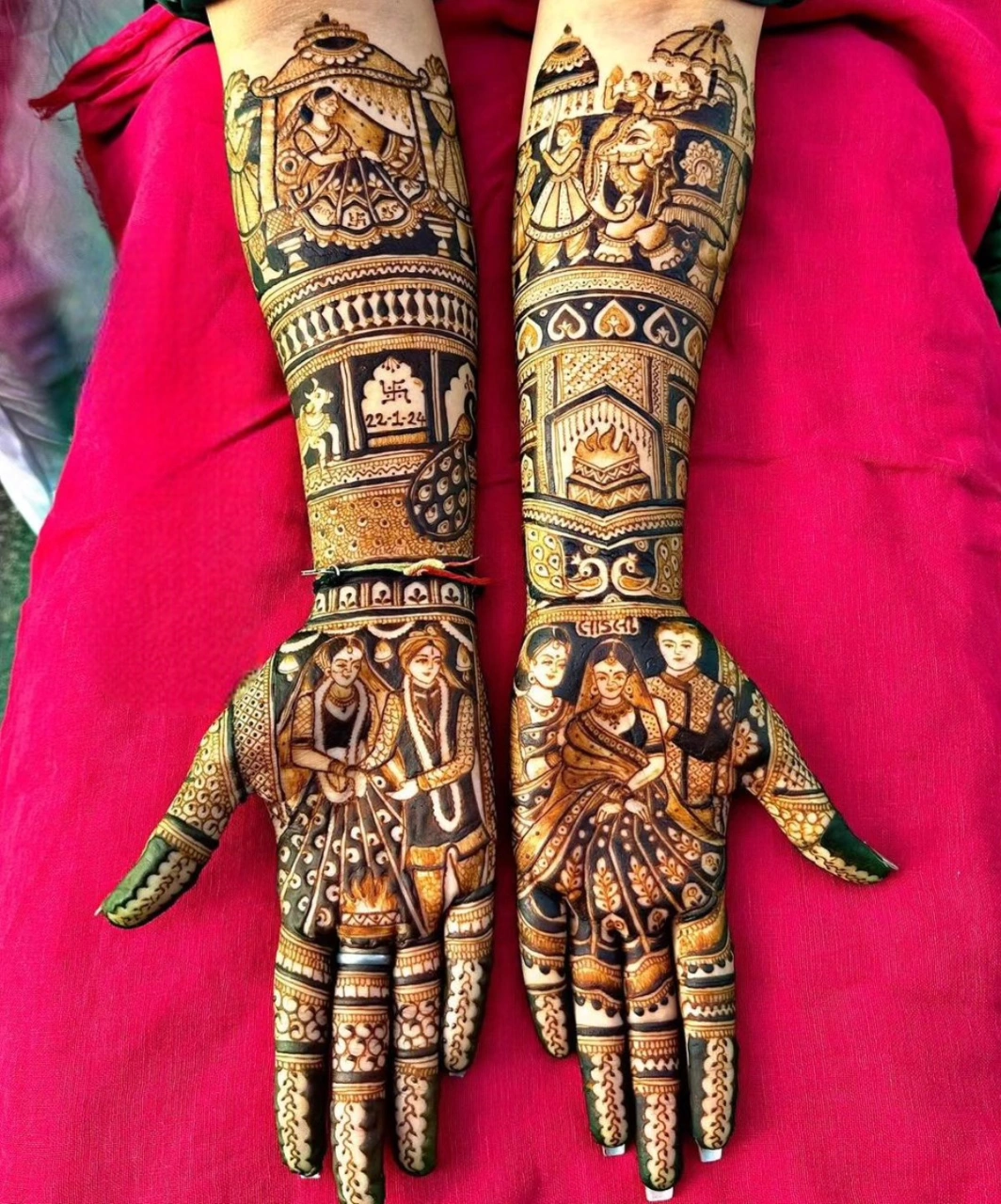 Rajasthani Bridal Full Hand Mehandi Design