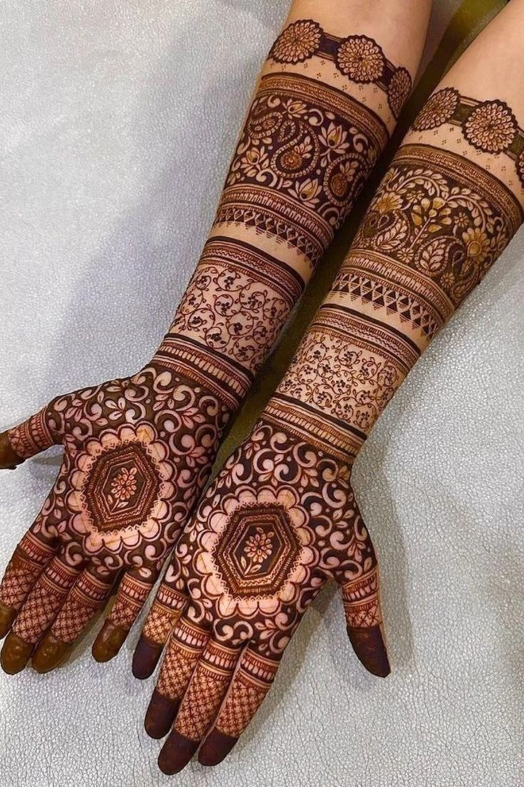 Latest bridal full hand mehandi design