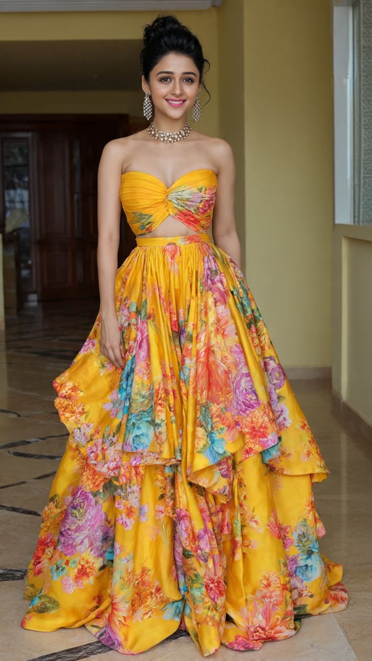 Off-Shoulder Haldi Dress for Bride
