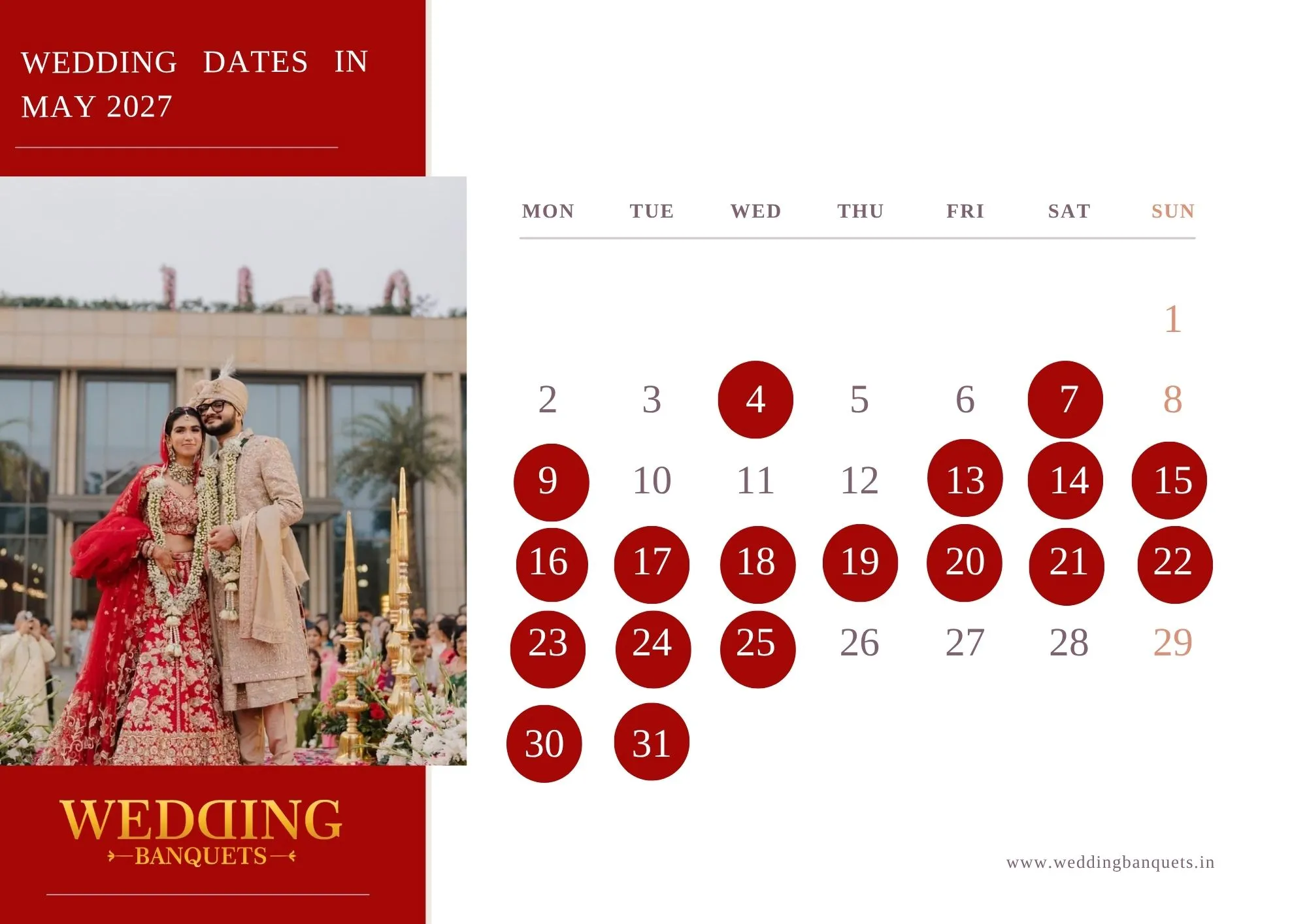 Auspicious Marriage Dates in May 2027