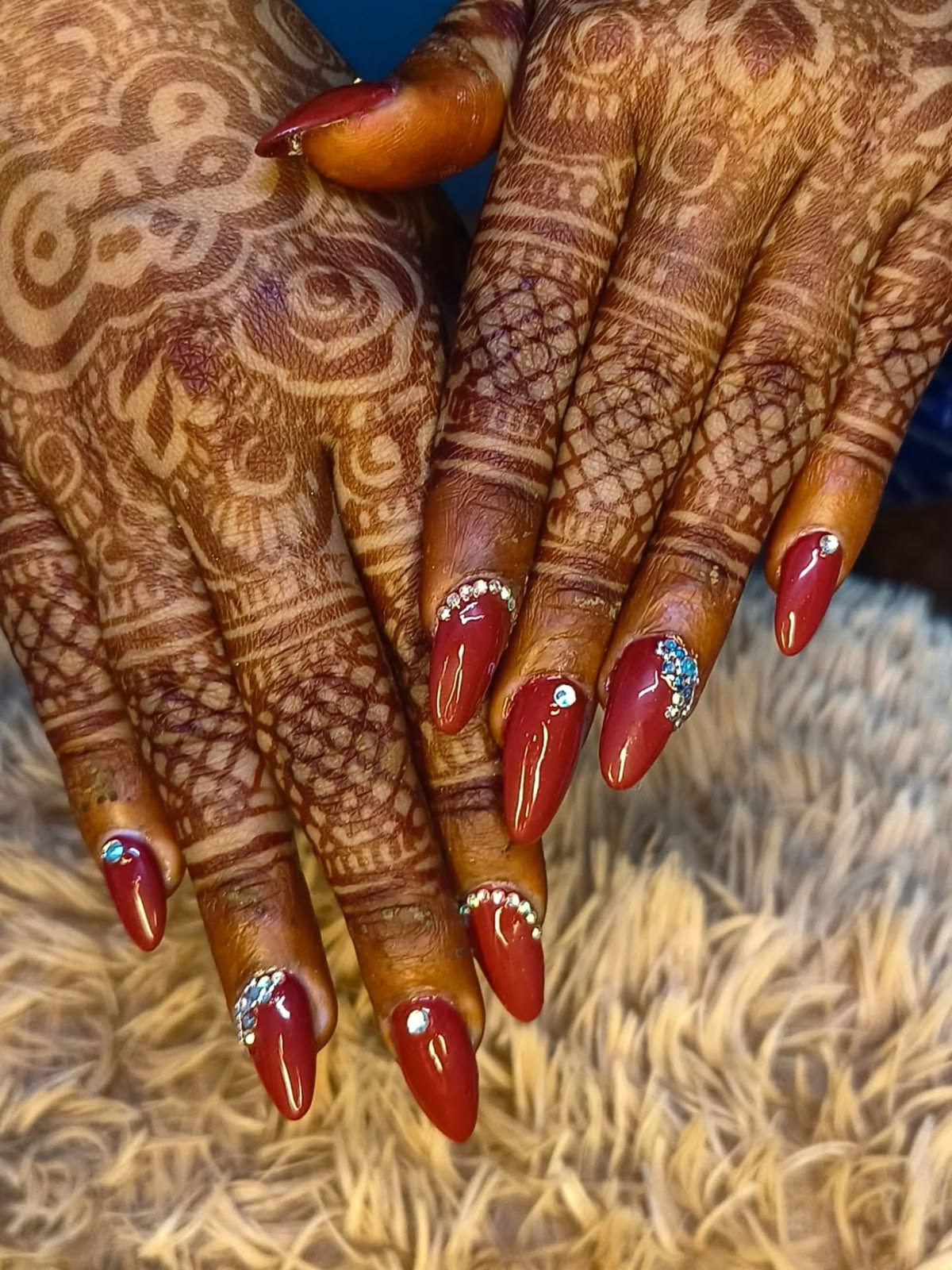 Red Bridal nail art design