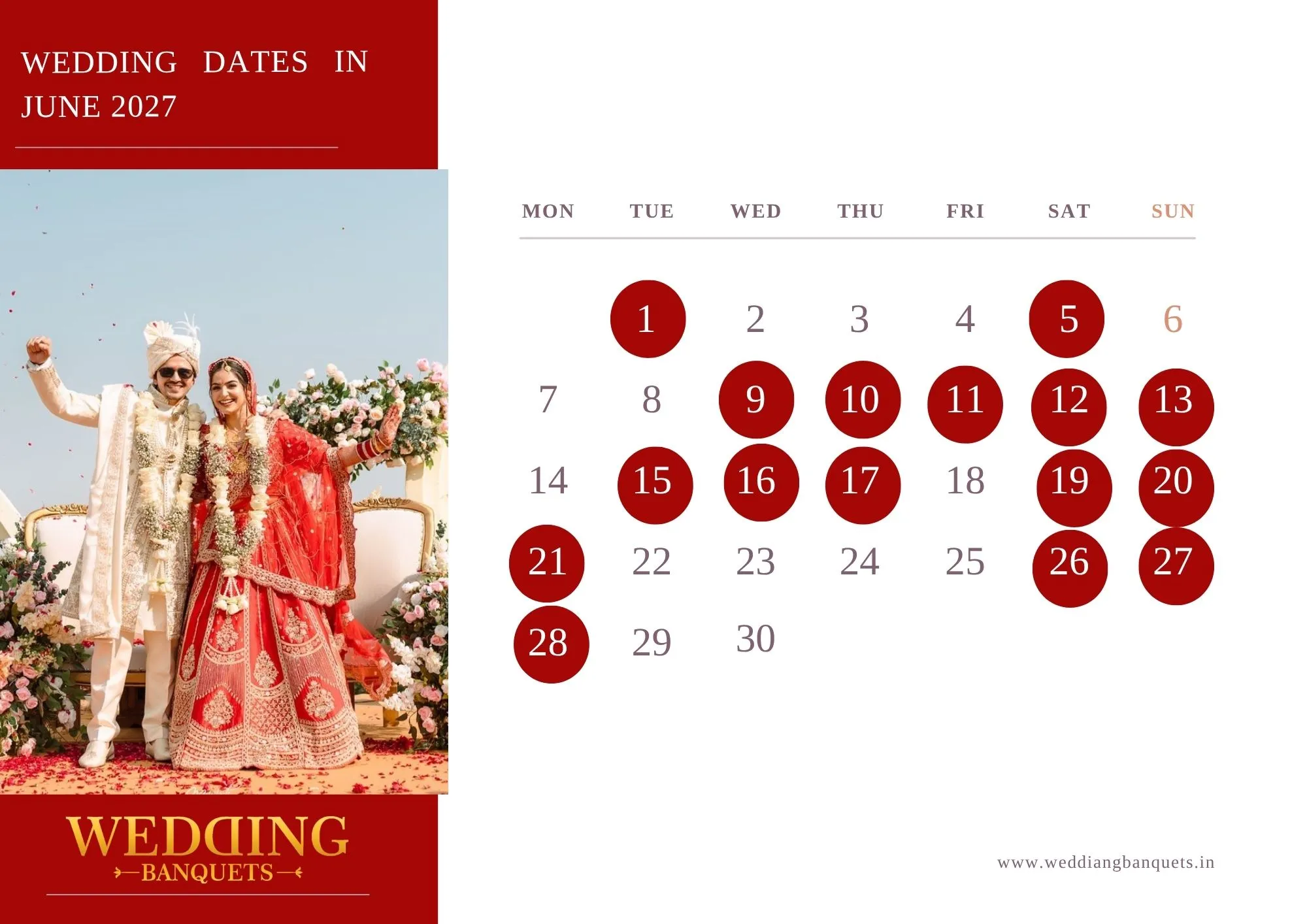 Hindu Marriage Dates in June 2027