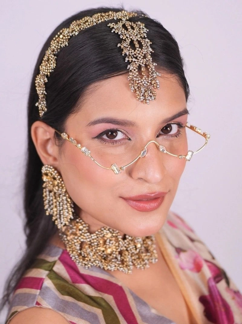bridal face chain with pearls
