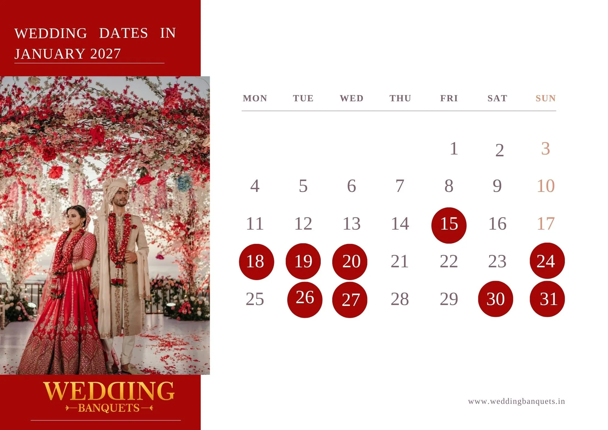 Wedding Dates in January 2027