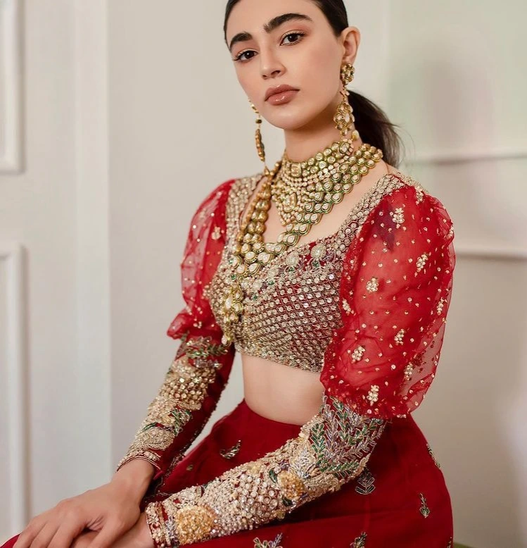 long blouse on lehenga