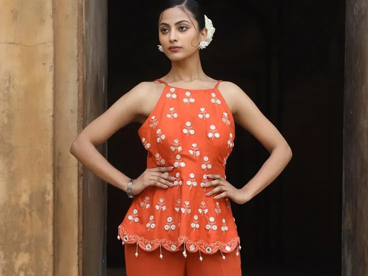 Orange Pant-Suit Style