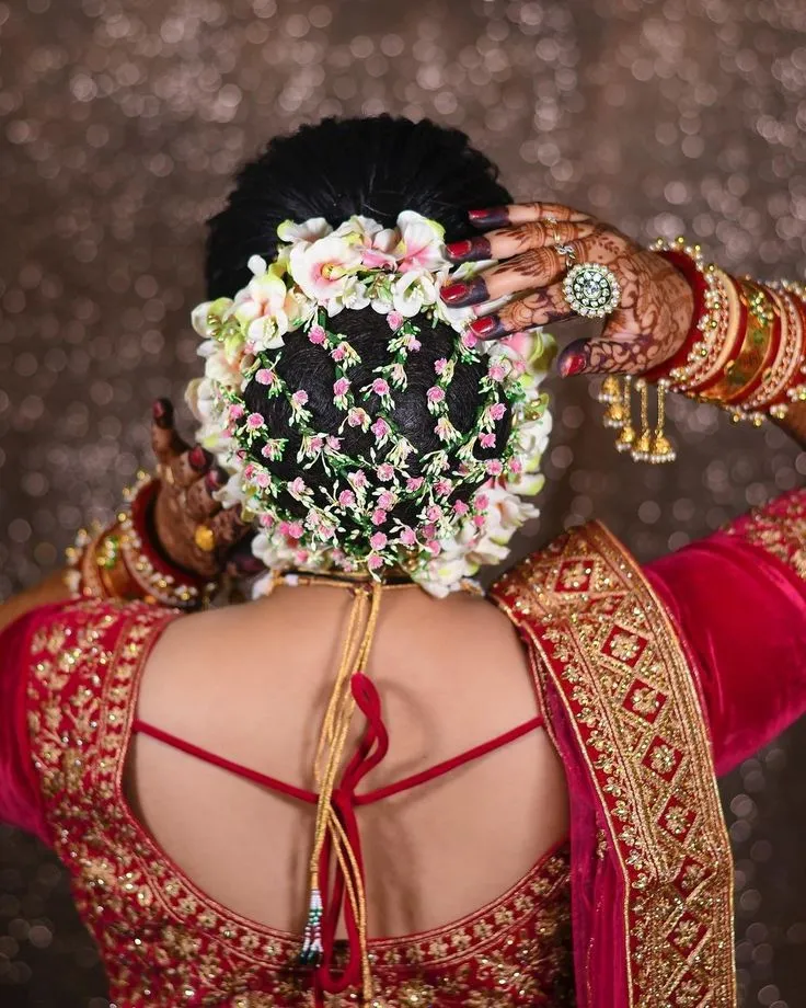Bridal Bun Hairstyle with Gajra