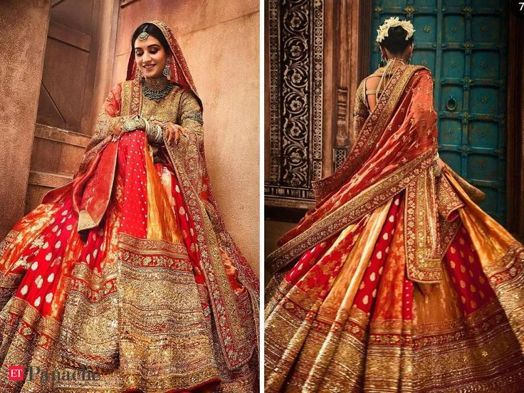 Two-Toned Orange Wedding Lehenga