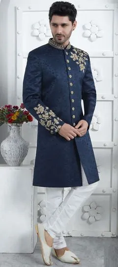 Navy Blue Sherwani for groom