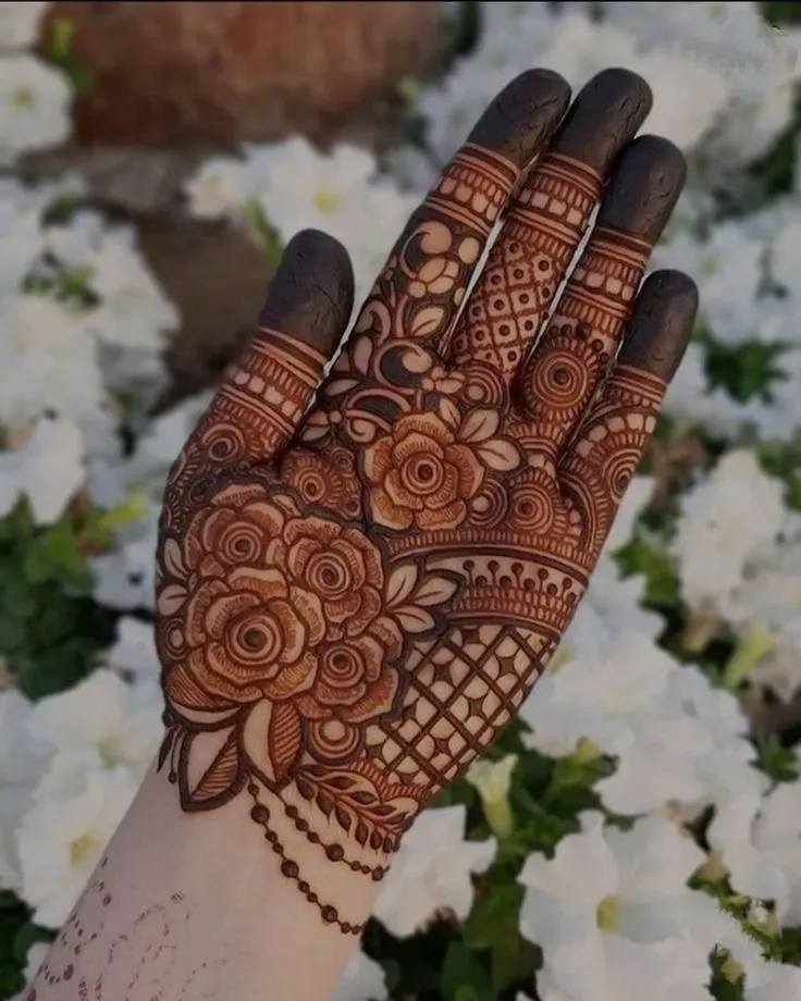 Floral half hand mehendi